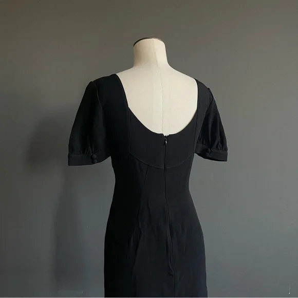 Temperley London Black Empire Waist Babydoll Bib Dress | Puff Sleeve Silk Lined - Picture 4 of 7